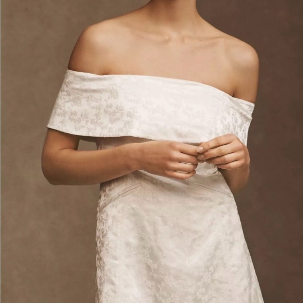 BHLDN Off-Shoulder White Mini Dress